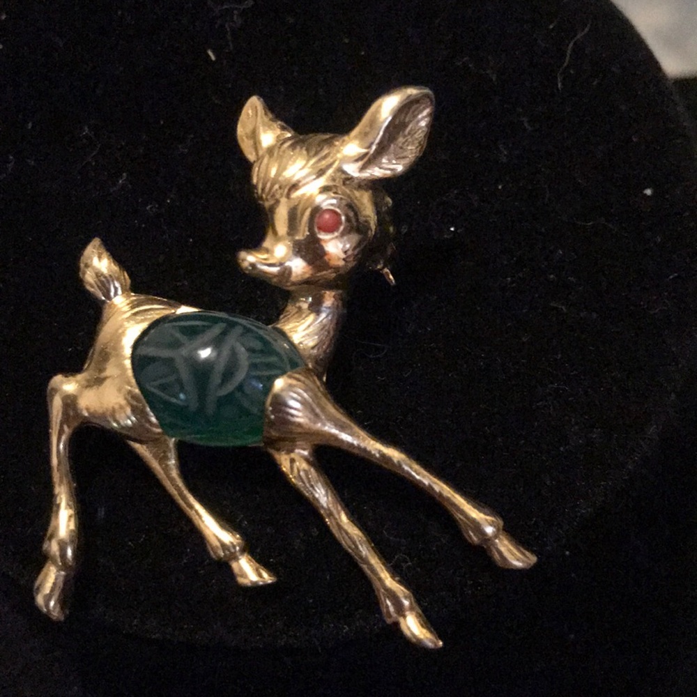 Vintage baby deer brooch